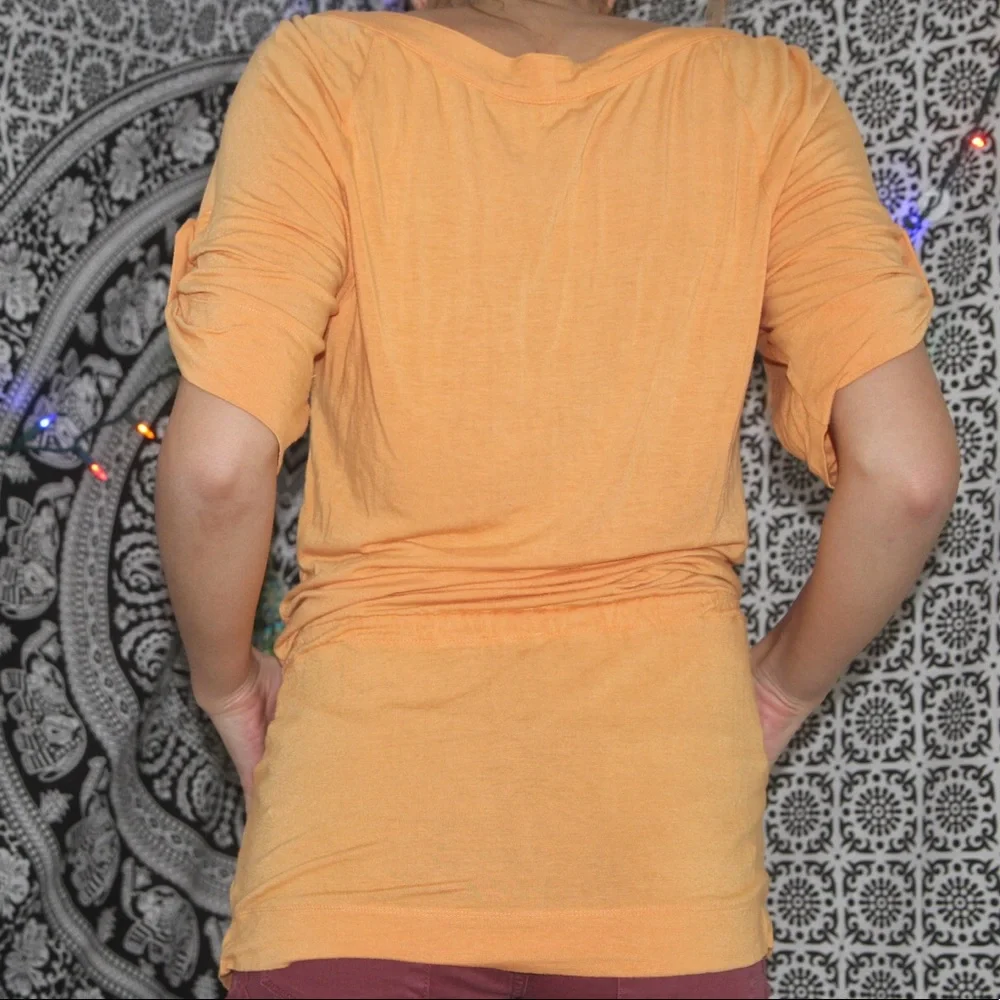 BCBGeneration XS Orange Shortsleeved Tunic Blouse Top - Picture 8 of 11